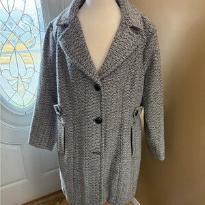 b new york Textured Black and White Pea Coat